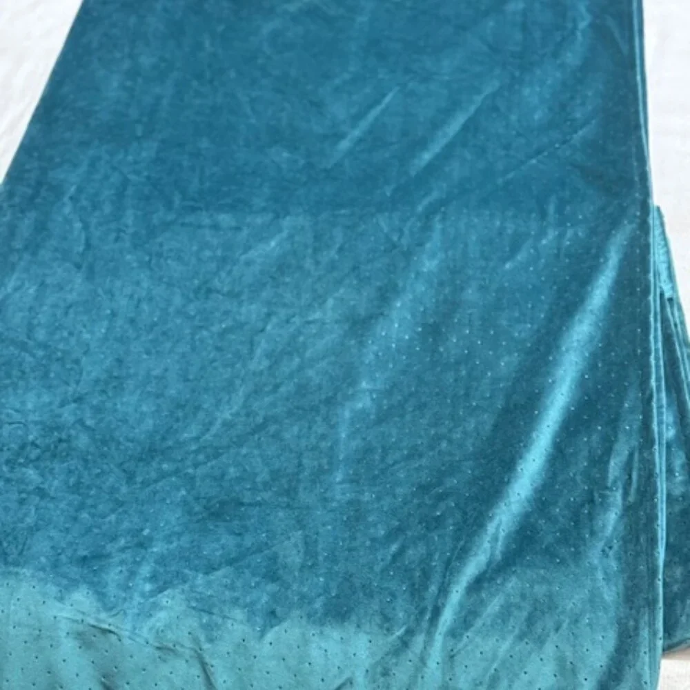 Anthropologie Teal Velvet Curtains - Picture 6 of 7